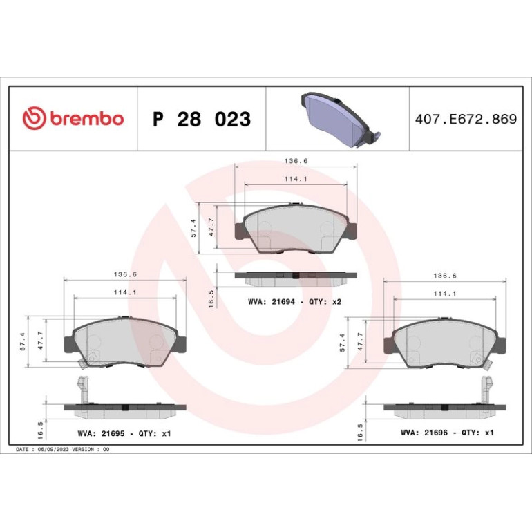 BREMBO Bremsklötze VA P 28 023 BREMBO Bremsklötze VA P 28 023