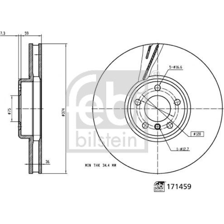 FEBI BILSTEIN Bremsscheibe 171459 FEBI BILSTEIN Bremsscheibe 171459
