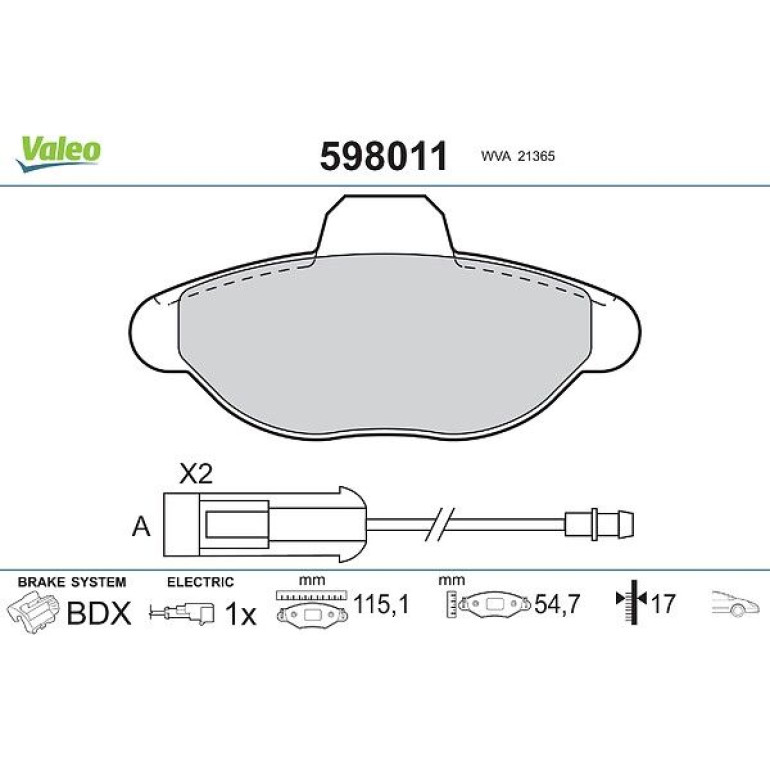 VALEO Bremsbeläge 598011