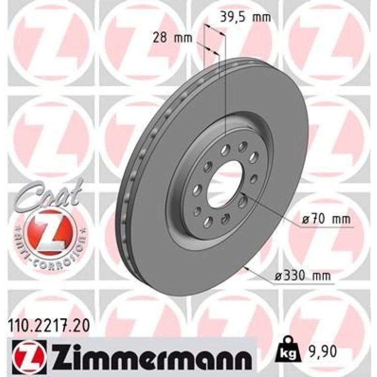 ZIMMERMANN Bremsscheibe 110.2217.20 ZIMMERMANN Bremsscheibe 110.2217.20