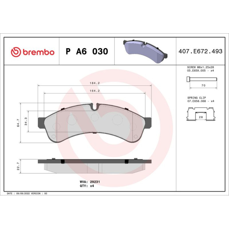 BREMBO Bremsklötze HA P A6 030 BREMBO Bremsklötze HA P A6 030