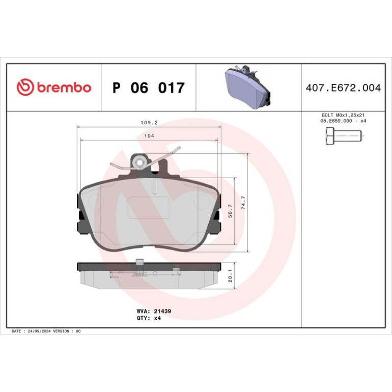 BREMBO Bremsklötze VA P 06 017
