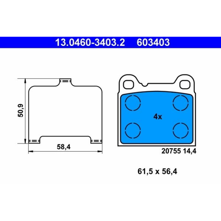 Bremsbelagsatz Volvo T. 850 2.0-2.4/2.5 Tdi 91-96 13.0460-3403.2 Bremsbelagsatz Volvo T. 850 2.0-2.4/2.5 Tdi 91-96 13.0460-3403.2