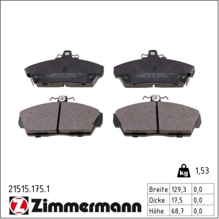 ZIMMERMANN Bremsbeläge 21515.175.1 ZIMMERMANN Bremsbeläge 21515.175.1