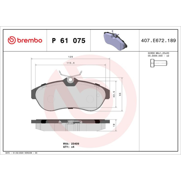 BREMBO Bremsklötze VA P 61 075 BREMBO Bremsklötze VA P 61 075