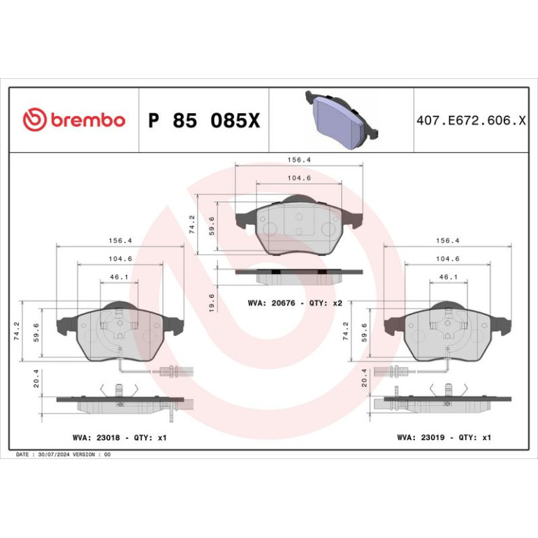 BREMBO Bremsklötze Xtra VA P 85 085X BREMBO Bremsklötze Xtra VA P 85 085X
