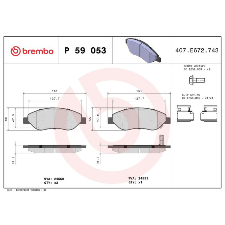 BREMBO Bremsklötze VA P 59 053 BREMBO Bremsklötze VA P 59 053