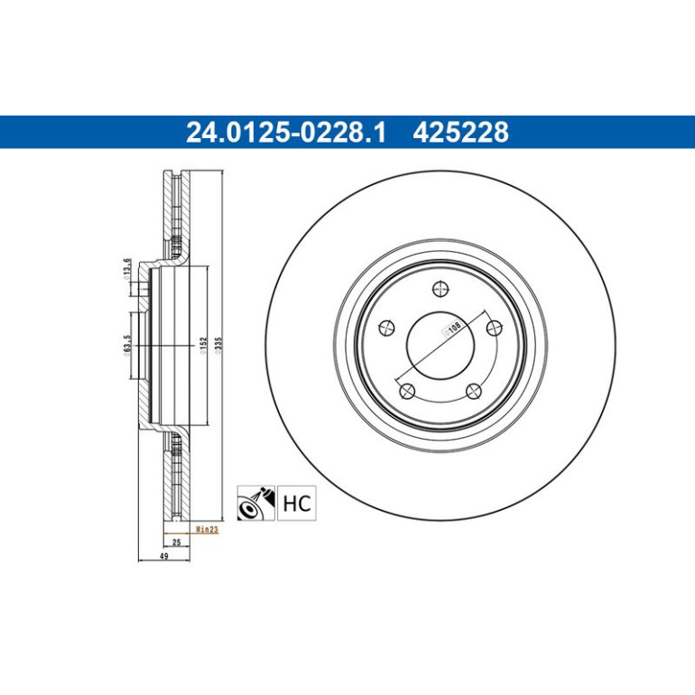 ATE Bremsscheibe 24.0125-0228