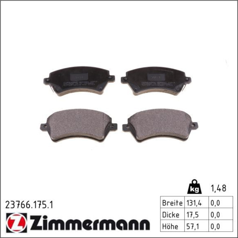 ZIMMERMANN Bremsbeläge 23766.175.1 ZIMMERMANN Bremsbeläge 23766.175.1