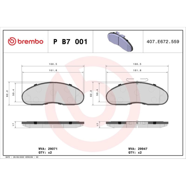 BREMBO Bremsklötze VA P B7 001 BREMBO Bremsklötze VA P B7 001