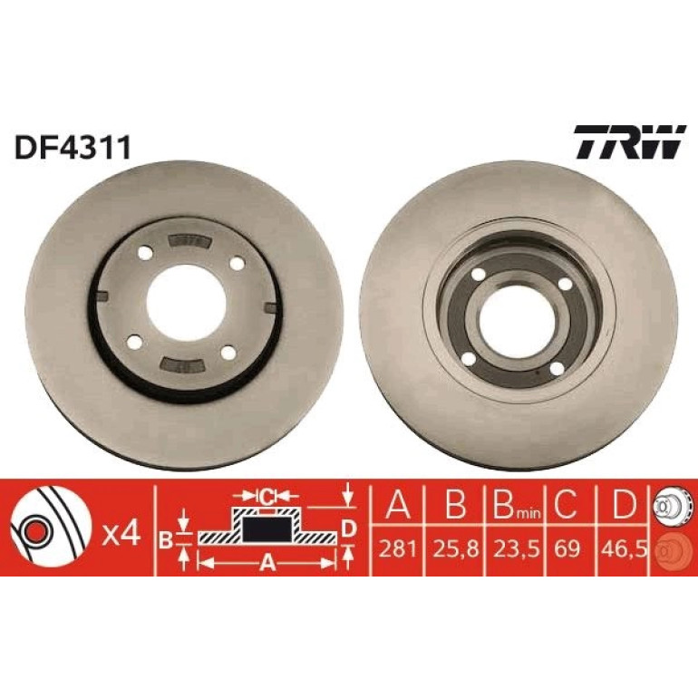 84 481 048 Bremsscheibe VA DF4311 84 481 048 Bremsscheibe VA DF4311