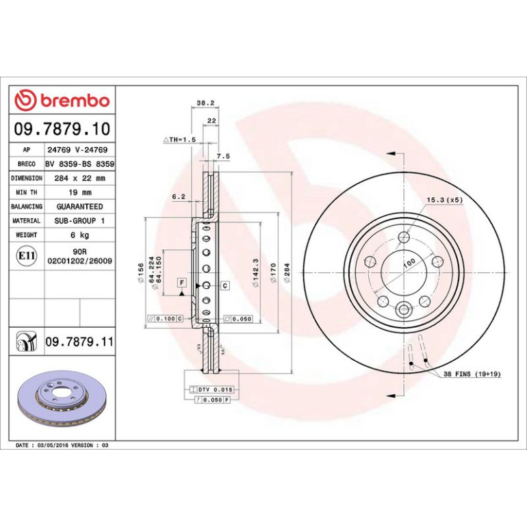 52 481 020 Bremsscheibe VA 09.7879.11 52 481 020 Bremsscheibe VA 09.7879.11