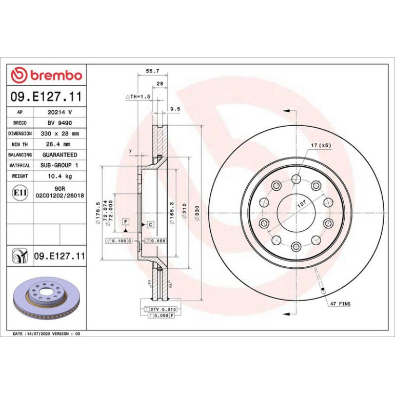 Bremsscheibe VA 09.E127.11 Bremsscheibe VA 09.E127.11