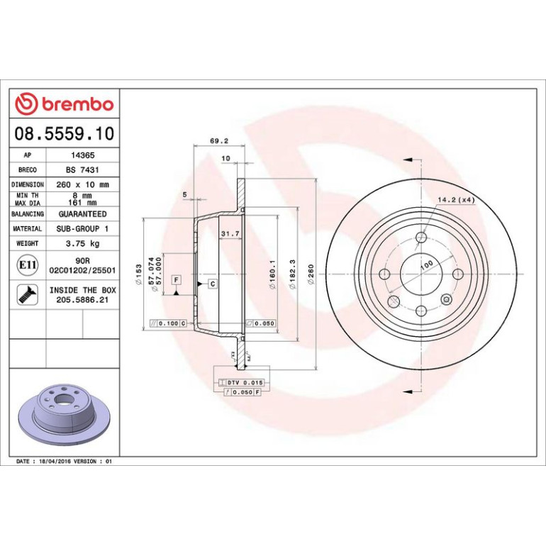 10 482 004 Bremsscheibe HA 08.5559.10 10 482 004 Bremsscheibe HA 08.5559.10