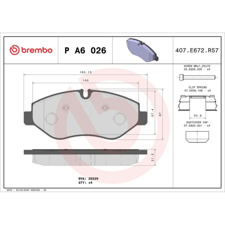 BREMBO Bremsklötze VA P A6 026