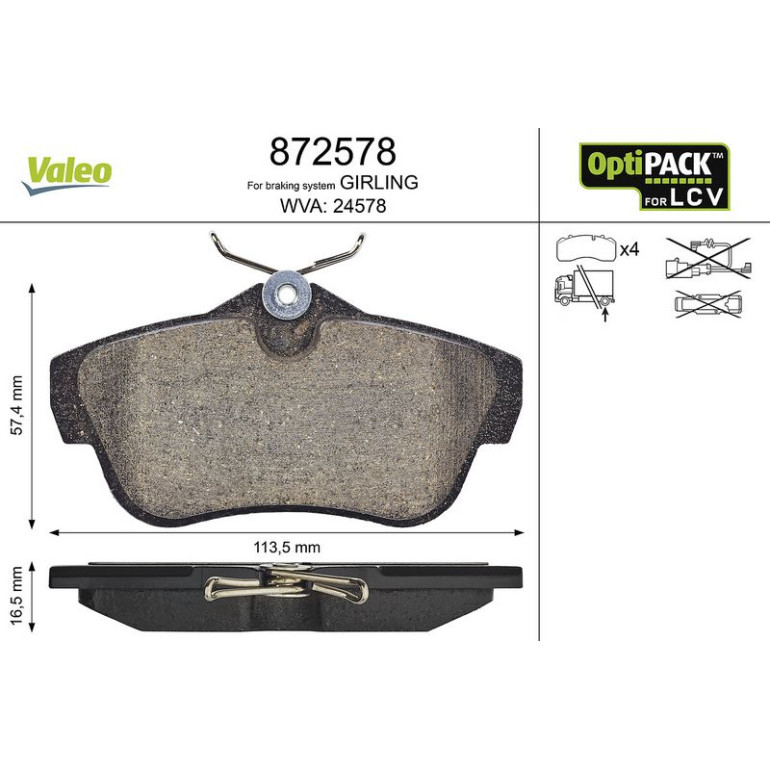 VALEO Bremsbeläge 872578 VALEO Bremsbeläge 872578