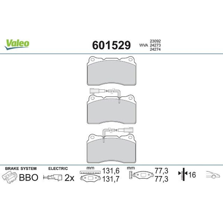 VALEO Bremsbeläge 601529 VALEO Bremsbeläge 601529