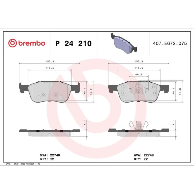 BREMBO Bremsklötze VA P 24 210 BREMBO Bremsklötze VA P 24 210