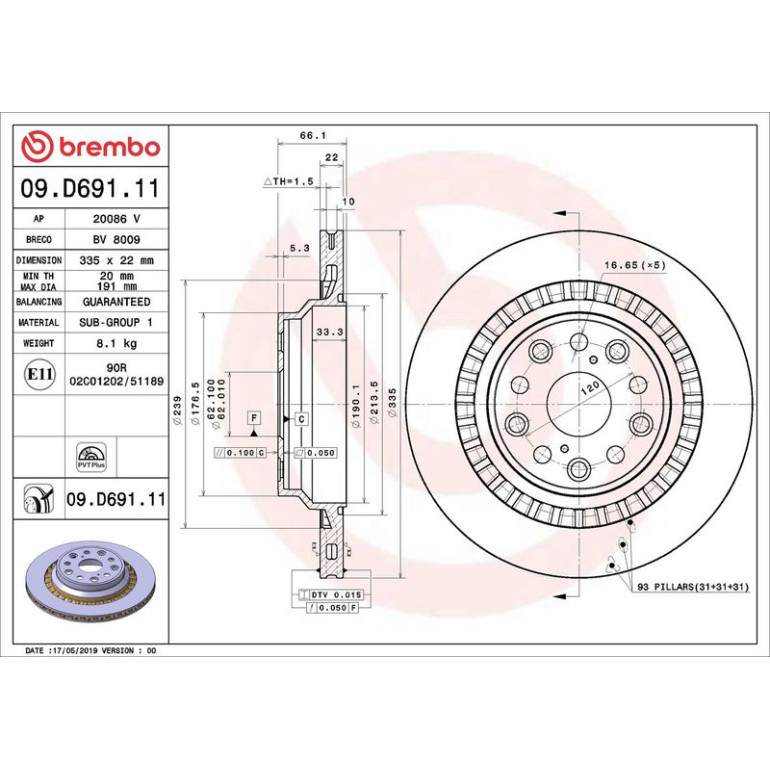 Bremsscheibe HA 09.D691.11 Bremsscheibe HA 09.D691.11