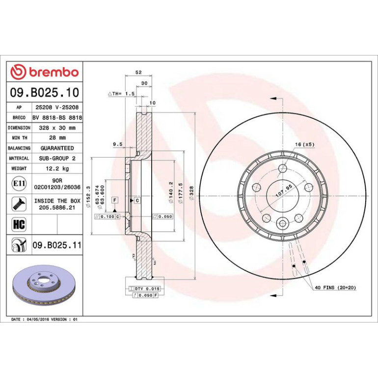 76 481 031 Bremsscheibe VA 09.B025.11 76 481 031 Bremsscheibe VA 09.B025.11