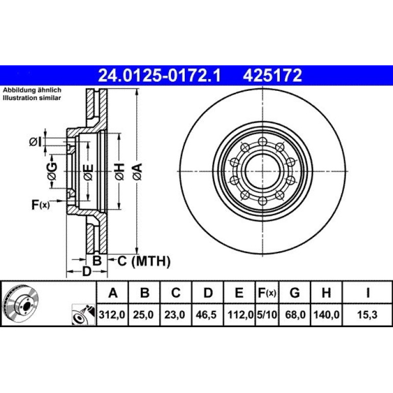 Bremsscheibe Skoda P. Superb 2.0-2.5 Tdi 01-08 24.0125-0172.1 Bremsscheibe Skoda P. Superb 2.0-2.5 Tdi 01-08 24.0125-0172.1