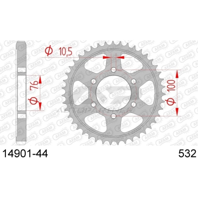 AFAM Kettenrad STAHL 44 Zähne 14901-44 AFAM Kettenrad STAHL 44 Zähne 14901-44