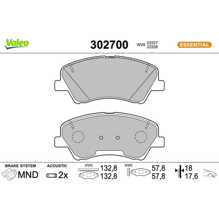 VALEO Bremsbeläge 302700 VALEO Bremsbeläge 302700