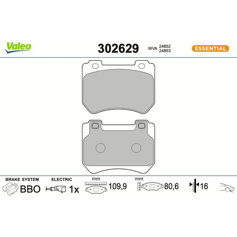 VALEO Bremsbeläge 302629 VALEO Bremsbeläge 302629