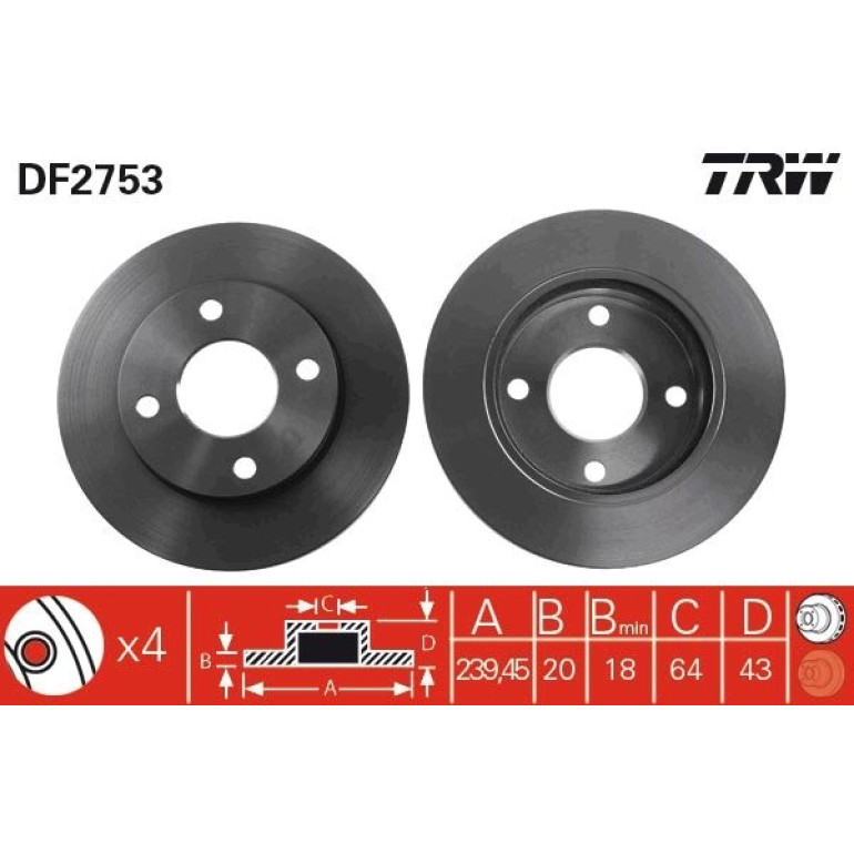 51 481 027 Bremsscheibe VA DF2753 51 481 027 Bremsscheibe VA DF2753