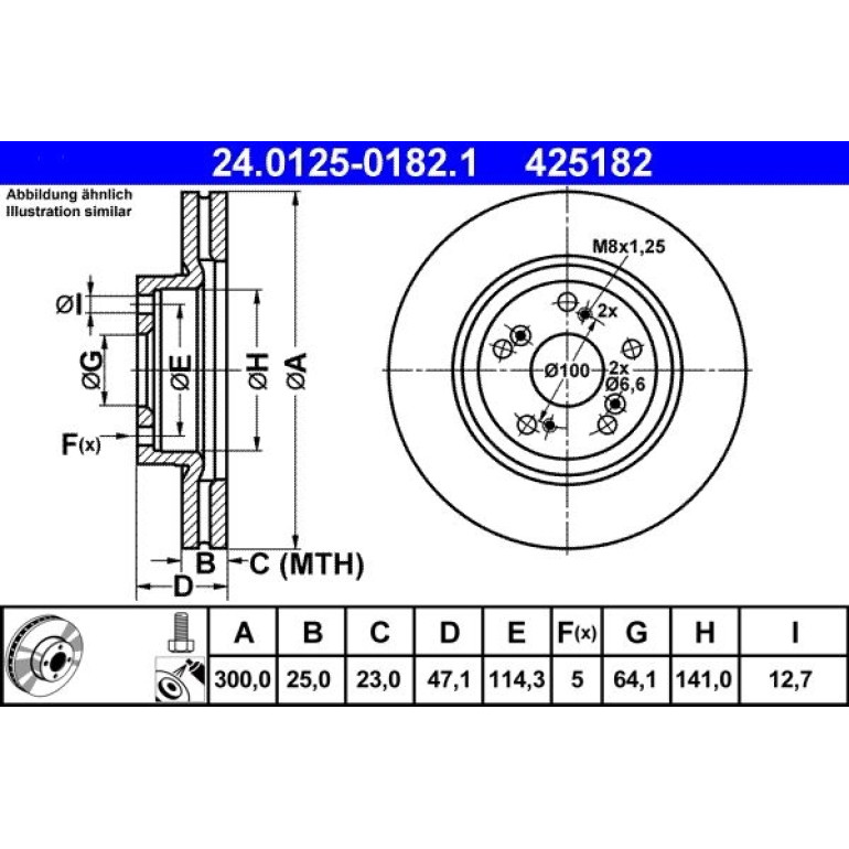Bremsscheibe Honda P. Cr-V 2.0-2.4 01-06 24.0125-0182.1 Bremsscheibe Honda P. Cr-V 2.0-2.4 01-06 24.0125-0182.1