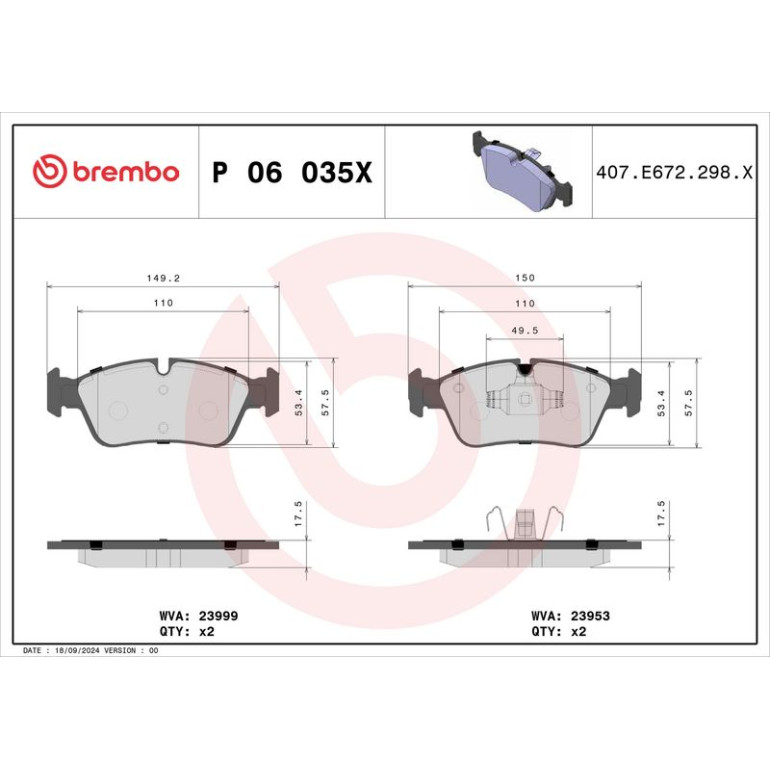 BREMBO Bremsklötze Xtra VA P 06 035X
