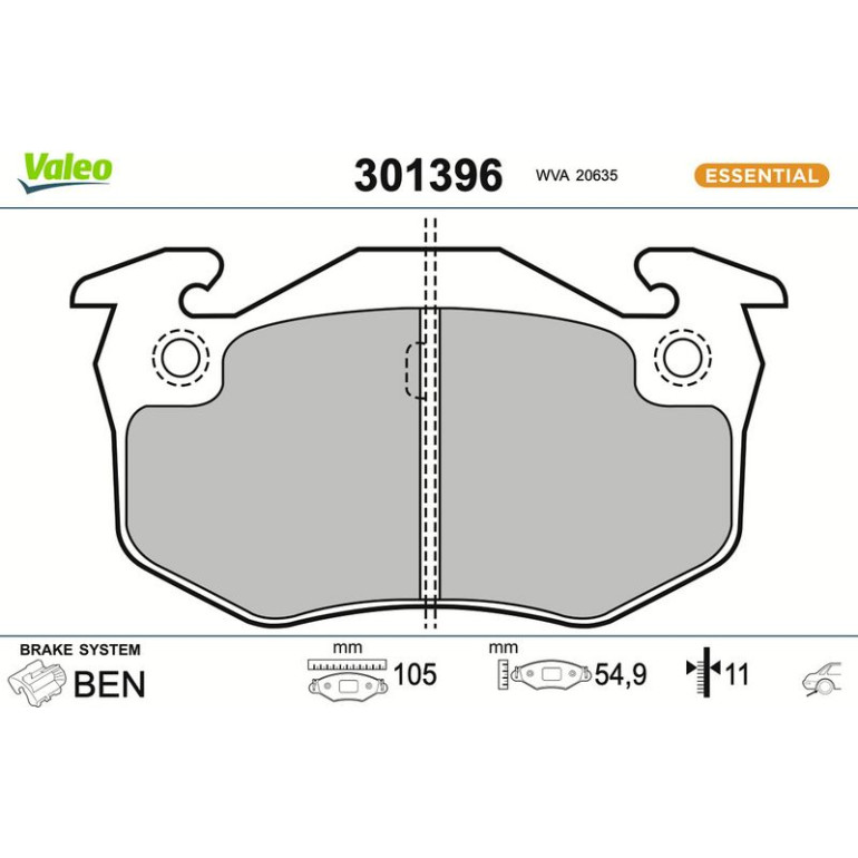 VALEO Bremsbeläge 301396 VALEO Bremsbeläge 301396
