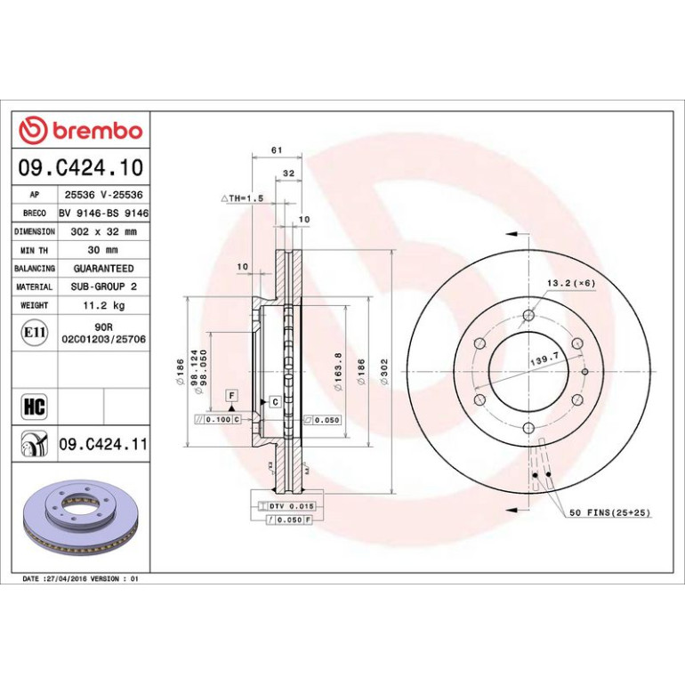 51 481 085 Bremsscheibe VA 09.C424.11