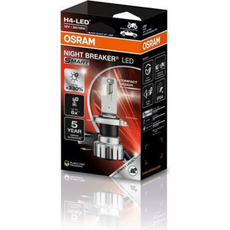 H4 NIGHT BREAKER LED SMART +330% StVZO-Konform LED Moto 1St. OSRAM 64193DWNBSM-1HB H4 NIGHT BREAKER LED SMART +330% StVZO-Konform LED Moto 1St. OSRAM 64193DWNBSM-1HB