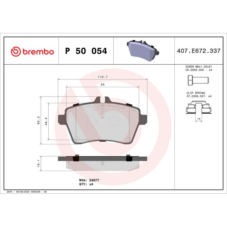 BREMBO Bremsklötze VA P 50 054 BREMBO Bremsklötze VA P 50 054