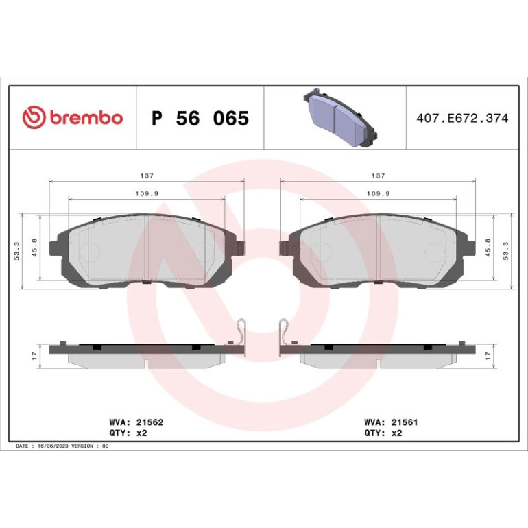 BREMBO Bremsklötze VA P 56 065 BREMBO Bremsklötze VA P 56 065