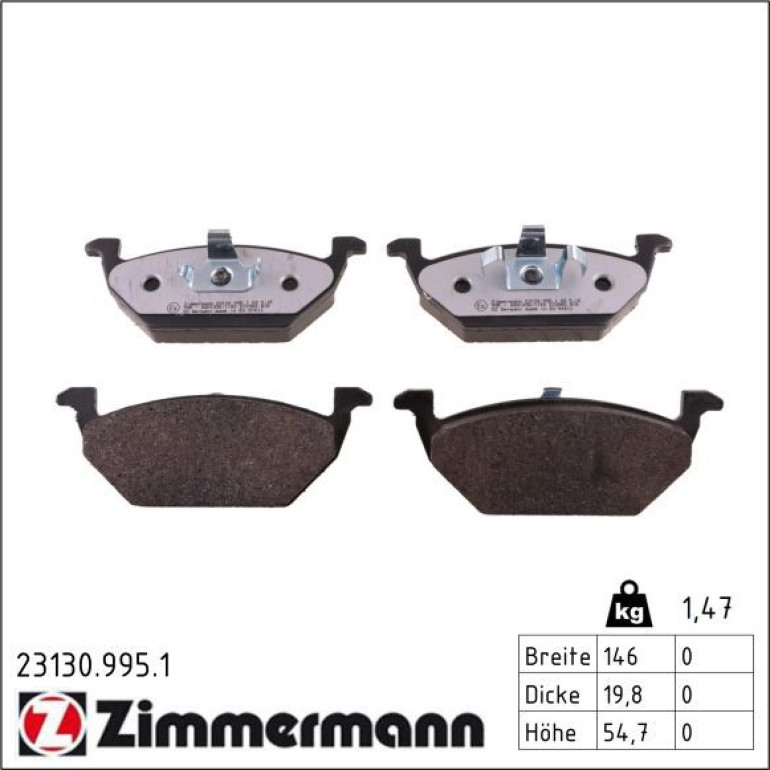 ZIMMERMANN Bremsbeläge 23130.995.1 ZIMMERMANN Bremsbeläge 23130.995.1