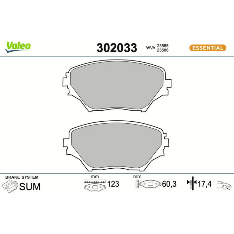 VALEO Bremsbeläge 302033 VALEO Bremsbeläge 302033
