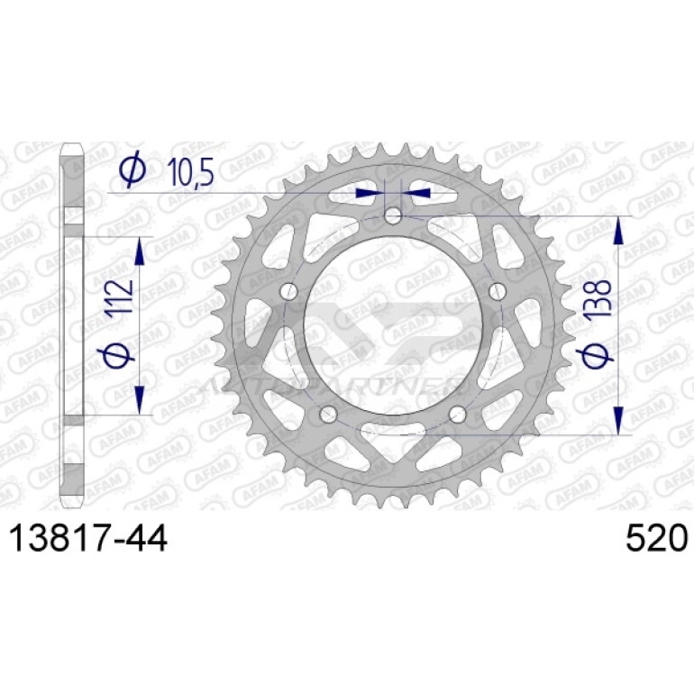 AFAM Kettenrad ALU 44 Zähne 13817-44 AFAM Kettenrad ALU 44 Zähne 13817-44