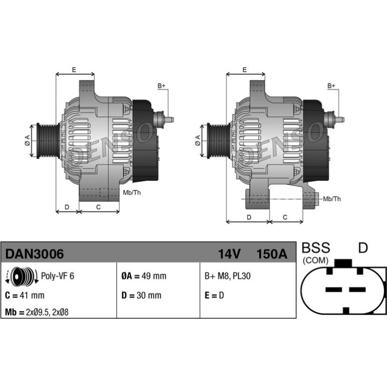 DENSO Generator DAN3006 DENSO Generator DAN3006