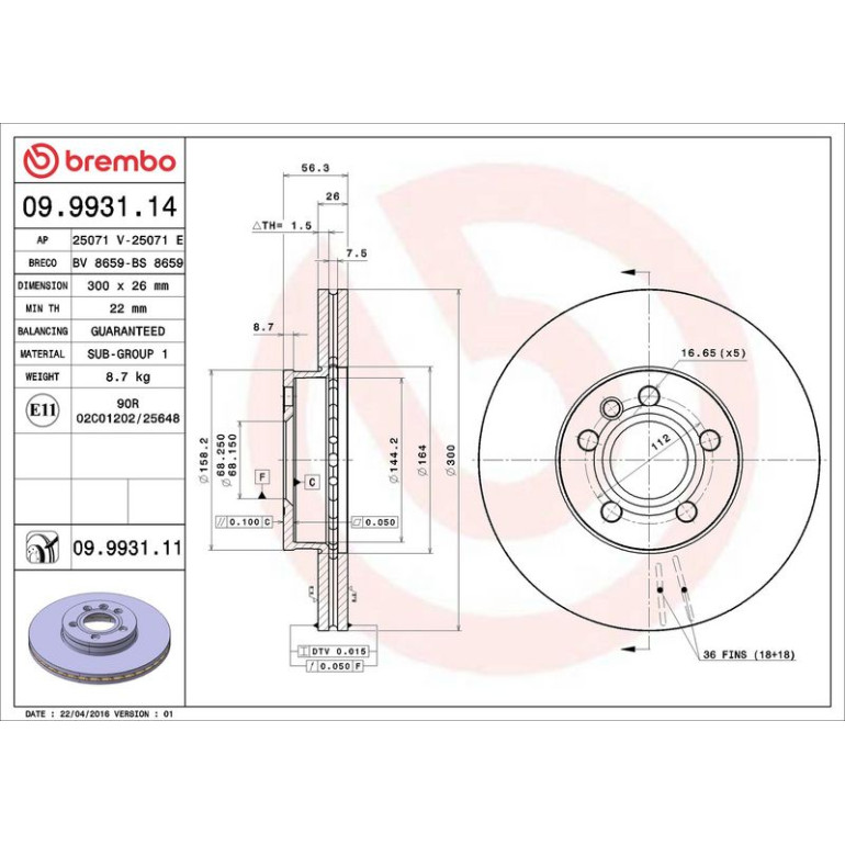 17 481 035 Bremsscheibe VA 09.9931.11