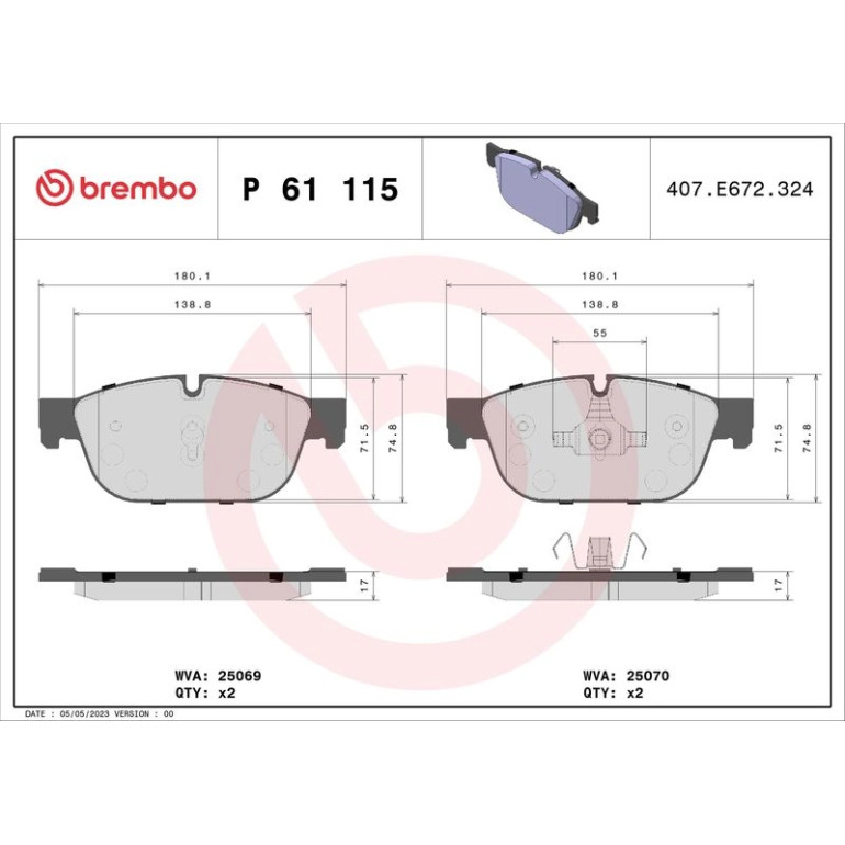 BREMBO Bremsklötze VA P 61 115 BREMBO Bremsklötze VA P 61 115