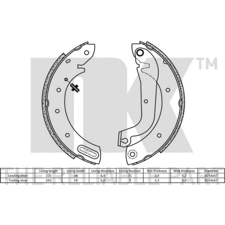 Bremsbacken Nissan Terrano 96 2722597 Bremsbacken Nissan Terrano 96 2722597