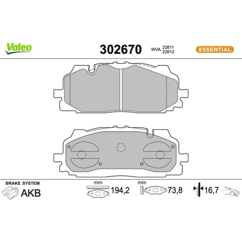 VALEO Bremsbeläge 302670 VALEO Bremsbeläge 302670