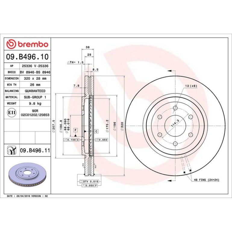 85 481 067 Bremsscheibe VA 09.B496.11 85 481 067 Bremsscheibe VA 09.B496.11