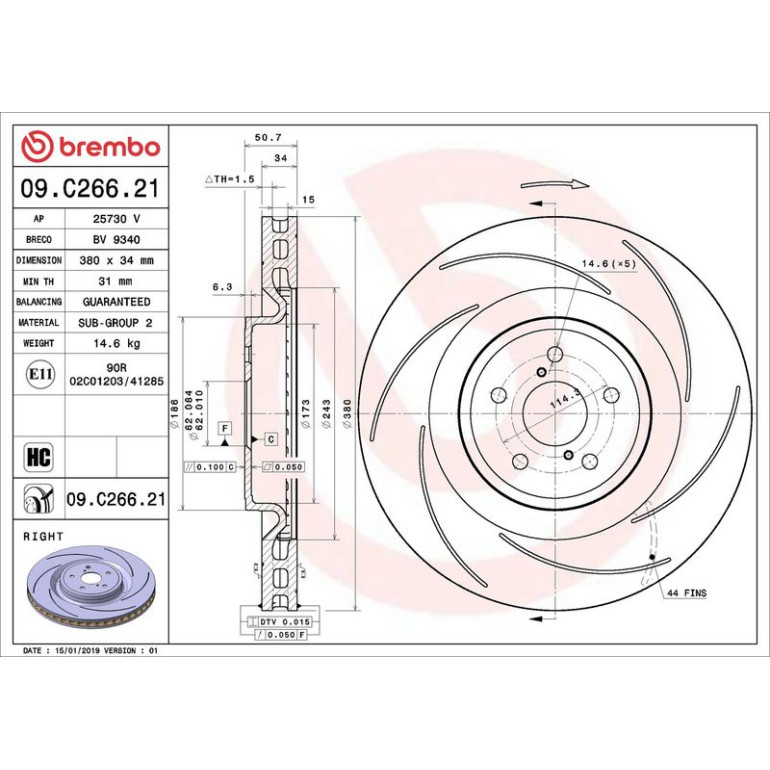 82 481 192 Bremsscheibe VA re 09.C266.21 82 481 192 Bremsscheibe VA re 09.C266.21