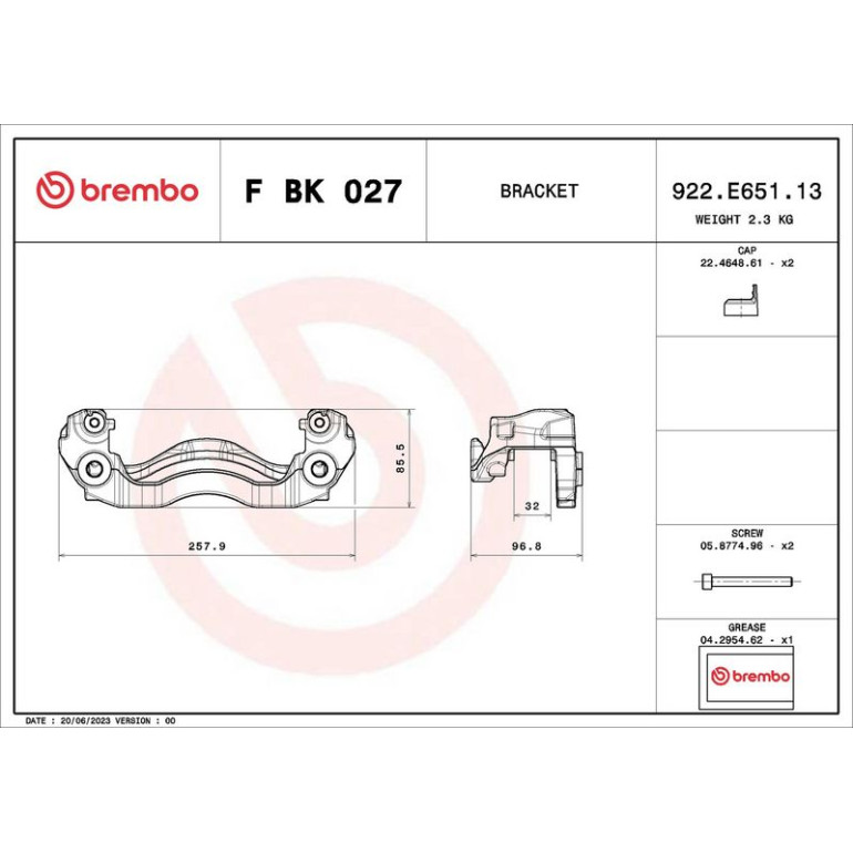 BREMBO Bremssattelhaltersatz F BK 027 BREMBO Bremssattelhaltersatz F BK 027