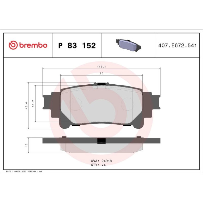 BREMBO Bremsklötze HA P 83 152 BREMBO Bremsklötze HA P 83 152