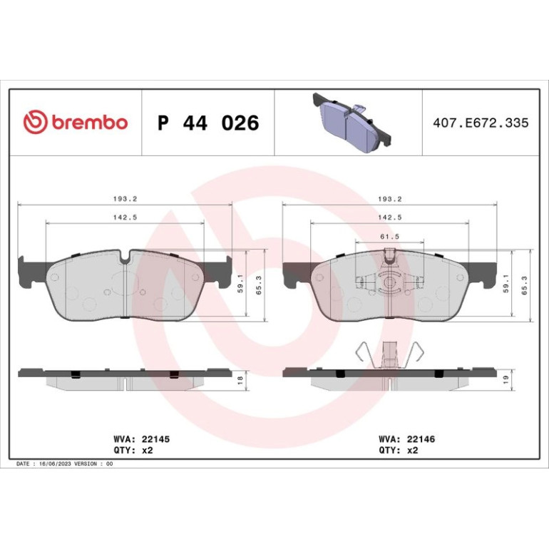 BREMBO Bremsklötze VA P 44 026