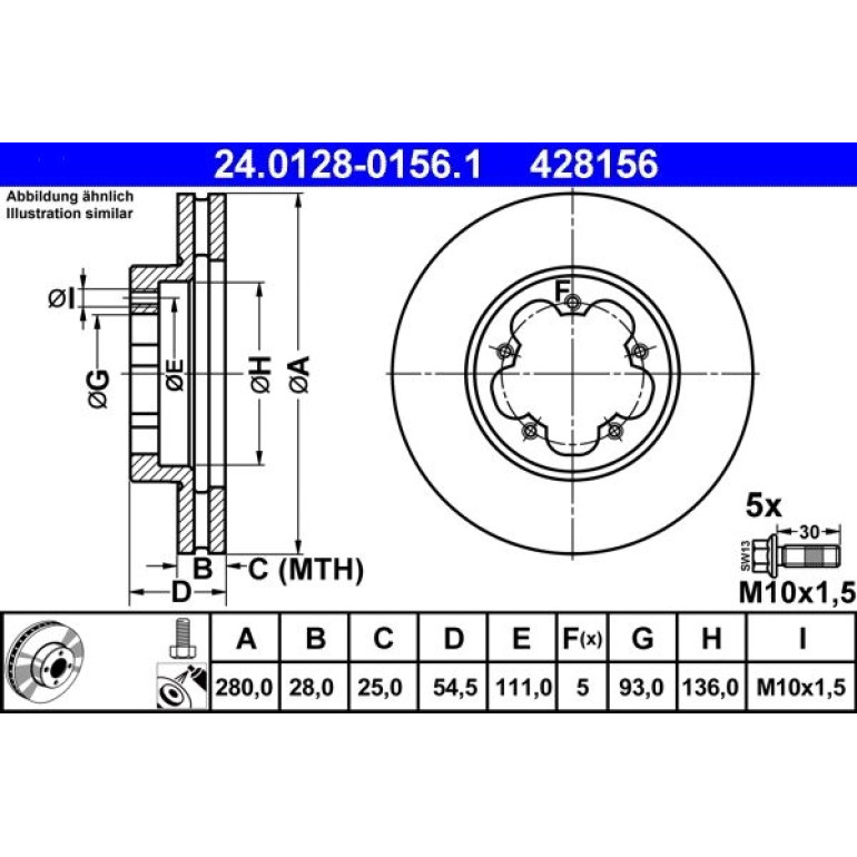 Bremsscheibe Ford P. Transit 2.2 Tdci 06-14 24.0128-0156.1 Bremsscheibe Ford P. Transit 2.2 Tdci 06-14 24.0128-0156.1